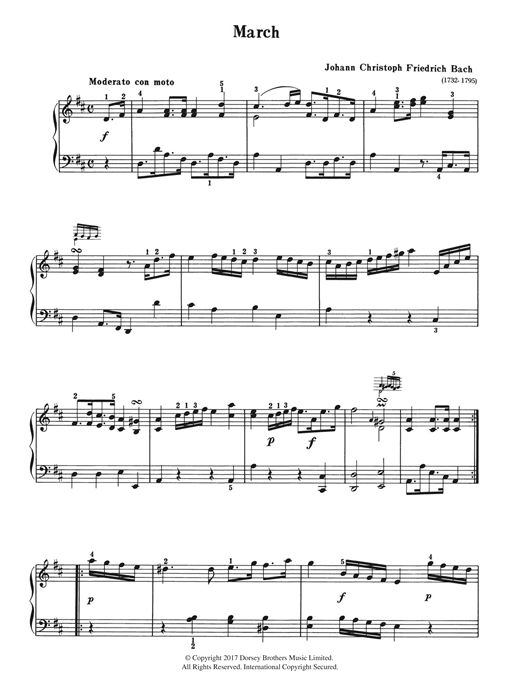 Learn to play Johann Christoph Friedrich Bach March sheet music for Piano in minutes. Johann Christoph Friedrich Bach March sheet music notes and chords