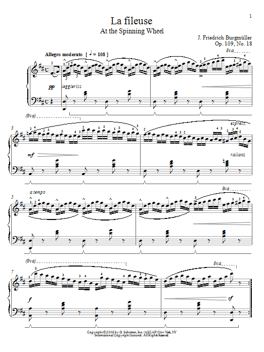 Learn to play Johann Friedrich Burgmuller Spinning Song sheet music for Piano in minutes. Johann Friedrich Burgmuller Spinning Song sheet music preview music notes and score for Piano including 3 page(s)