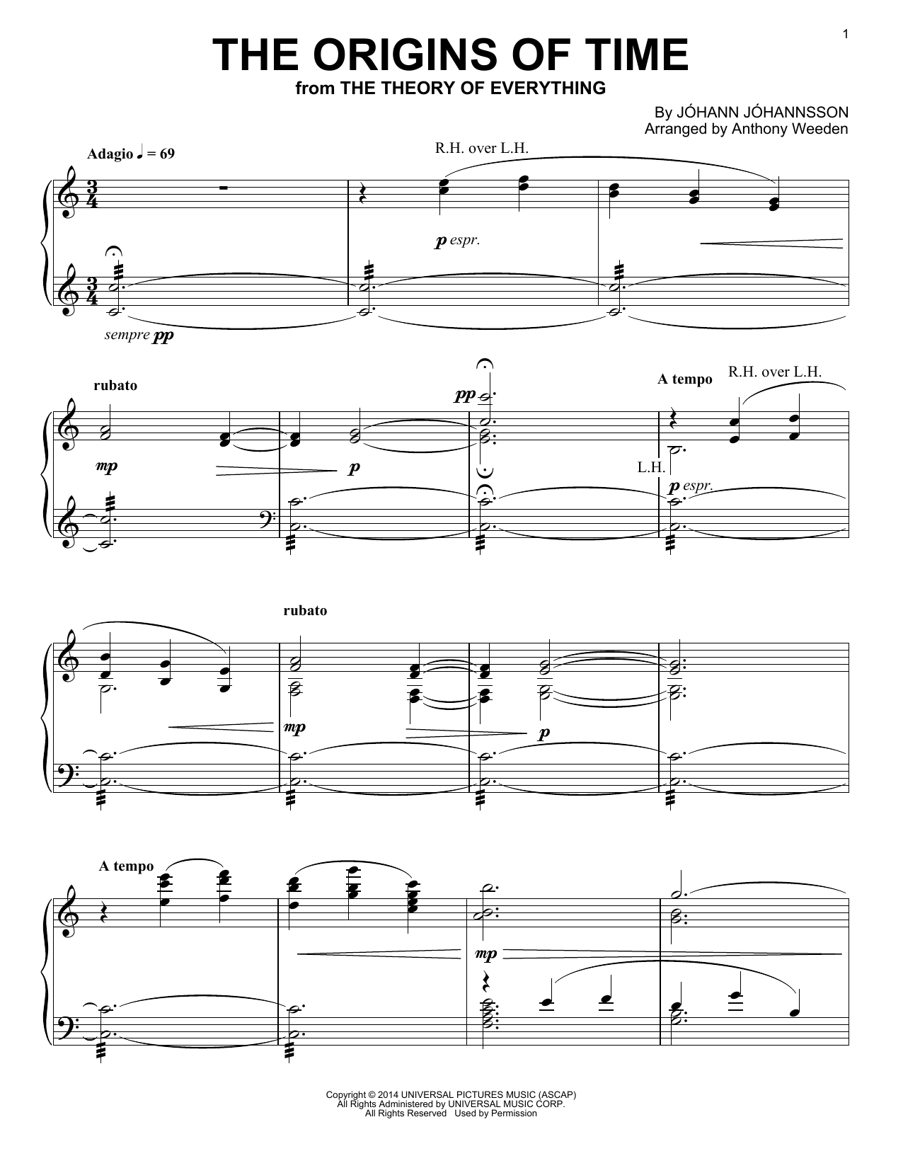 Learn to play Johann Johannsson The Origins Of Time (from 'The Theory of Everything') sheet music for Piano in minutes. Johann Johannsson The Origins Of Time (from 'The Theory of Everything') sheet music preview music notes and score for Piano including 3 page(s)