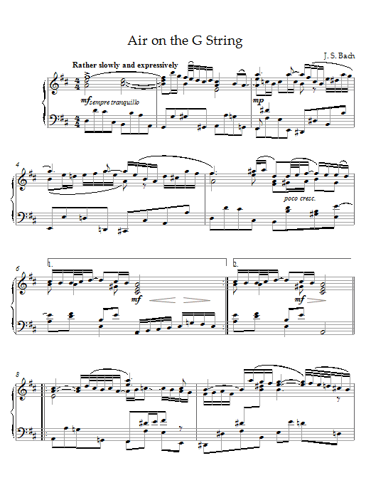 Learn to play J.S. Bach Air On The G String sheet music for Piano in minutes. J.S. Bach Air On The G String sheet music notes and chords
