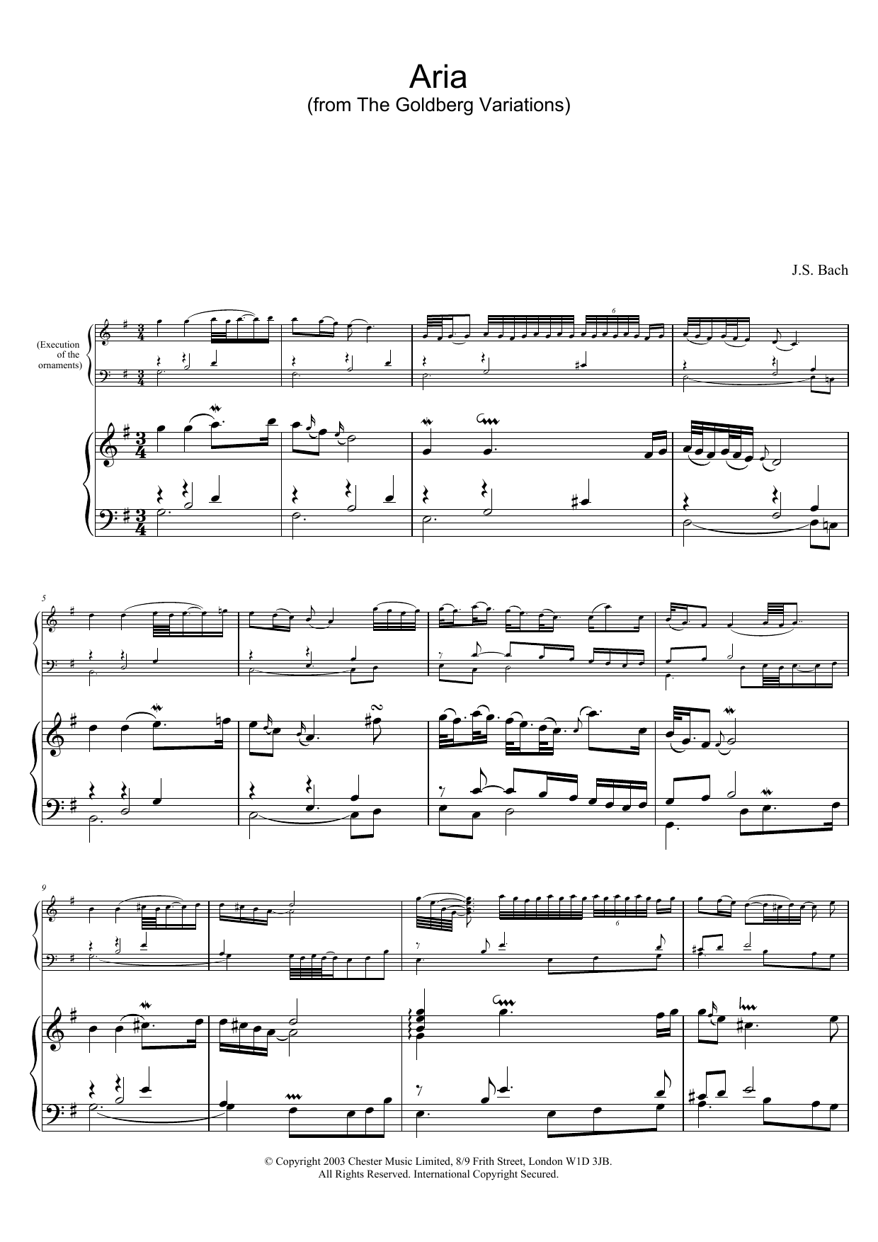 Learn to play J.S. Bach Aria (from The Goldberg Variations) sheet music for Piano in minutes. J.S. Bach Aria (from The Goldberg Variations) sheet music preview music notes and score for Piano including 3 page(s)