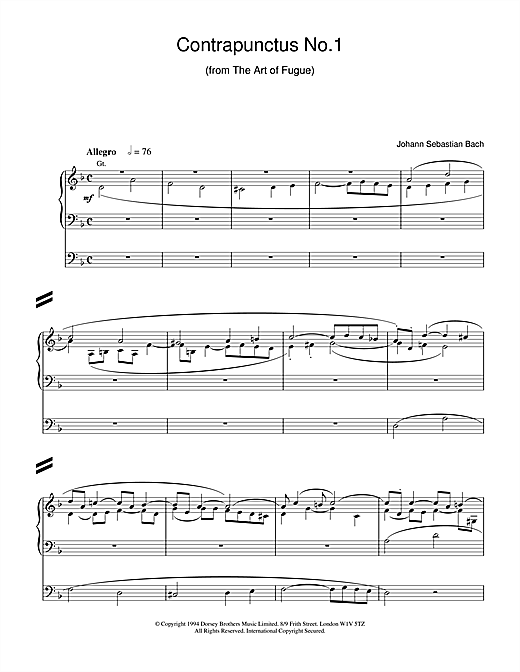 Learn to play J.S. Bach Contrapunctus No.1 from The Art of Fugue sheet music for Organ in minutes. J.S. Bach Contrapunctus No.1 from The Art of Fugue sheet music notes and chords