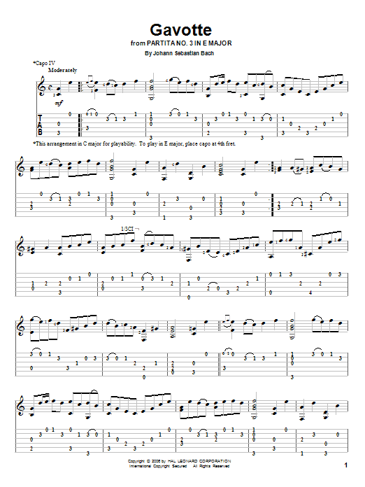 Learn to play J.S. Bach Gavotte sheet music for Easy Guitar Tab in minutes. J.S. Bach Gavotte sheet music preview music notes and score for Easy Guitar Tab including 5 page(s)