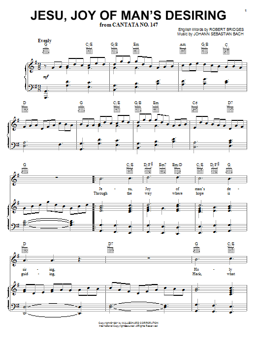 Learn to play J.S. Bach Jesu, Joy Of Man's Desiring sheet music for Piano in minutes. J.S. Bach Jesu, Joy Of Man's Desiring sheet music preview music notes and score for Piano including 5 page(s)