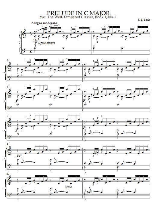 Learn to play J.S. Bach Prelude and Fugue No. 1 in C Major (from The Well-Tempered Clavier Book I) sheet music for Piano in minutes. J.S. Bach Prelude and Fugue No. 1 in C Major (from The Well-Tempered Clavier Book I) sheet music notes and chords