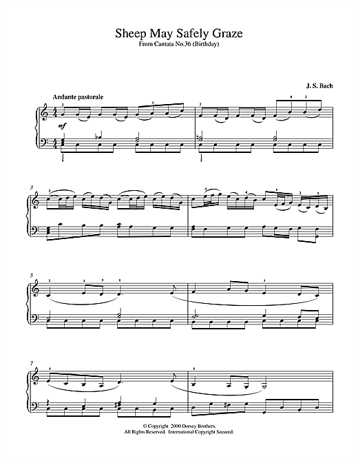Learn to play J.S. Bach Sheep May Safely Graze sheet music for Piano in minutes. J.S. Bach Sheep May Safely Graze sheet music notes and chords