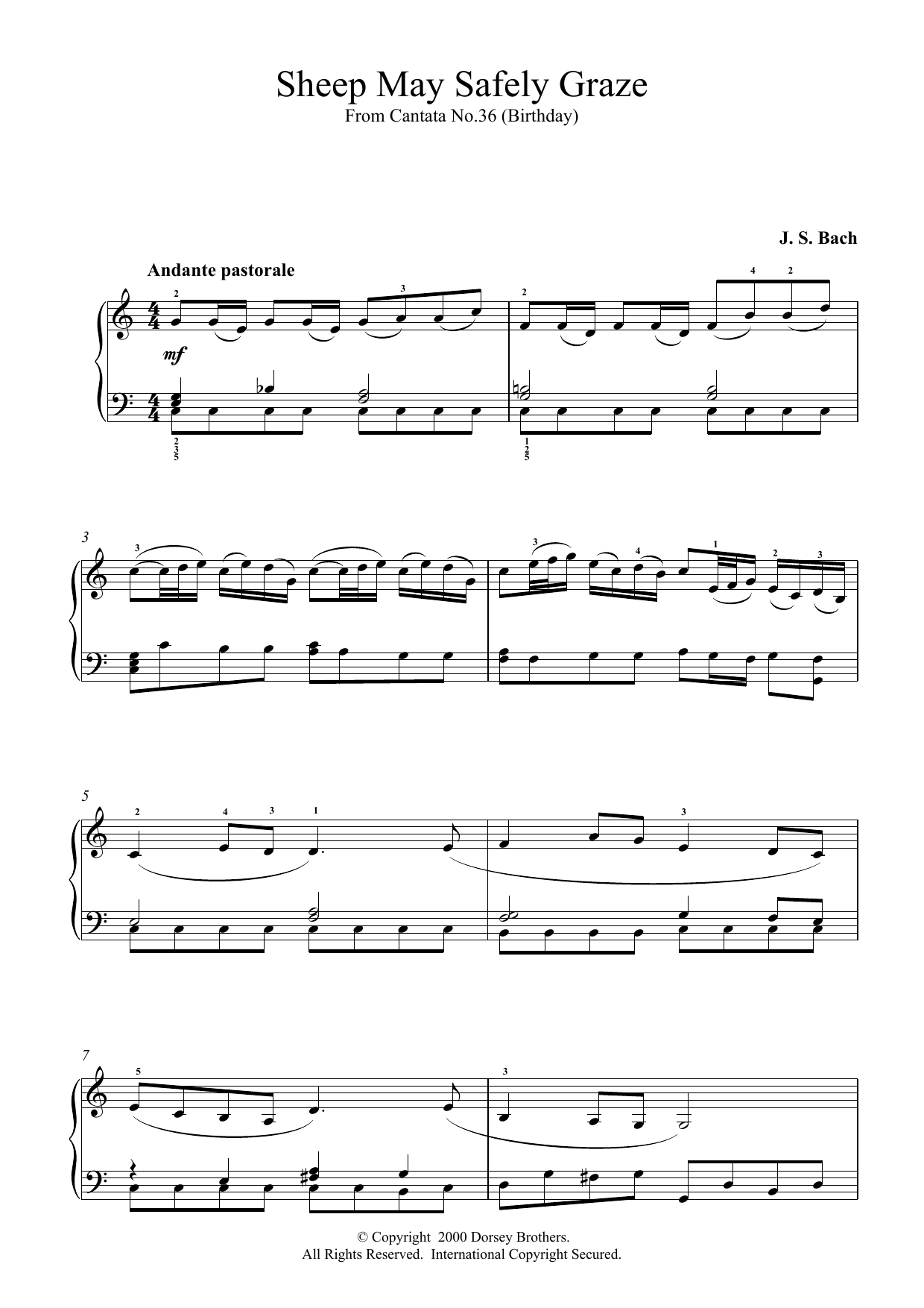 Learn to play Johann Sebastian Bach Sheep May Safely Graze sheet music for Piano & Vocal in minutes. Johann Sebastian Bach Sheep May Safely Graze sheet music preview music notes and score for Piano & Vocal including 5 page(s)
