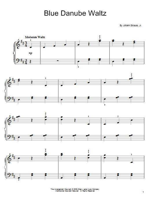 Learn to play Johann Strauss II By The Beautiful Blue Danube sheet music for Easy Piano in minutes. Johann Strauss II By The Beautiful Blue Danube sheet music preview music notes and score for Easy Piano including 2 page(s)