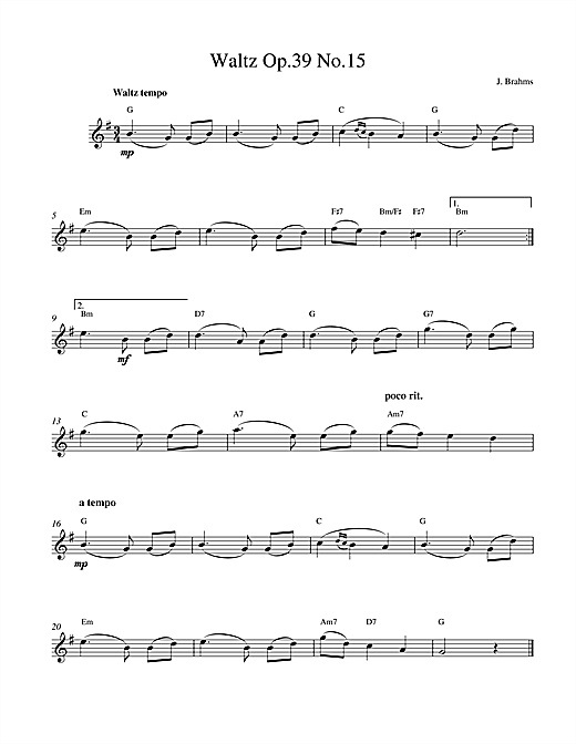 Learn to play Johannes Brahms Waltz Op.39 No.15 sheet music for Piano in minutes. Johannes Brahms Waltz Op.39 No.15 sheet music notes and chords