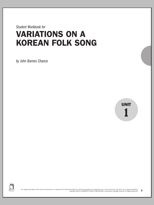 John Barnes Chance Guides to Band Masterworks, Vol. 3 - Student Workbook - Variations on a Korean Folk Song sheet music, chords, lyrics - Printable PDF for Instrumental Method
