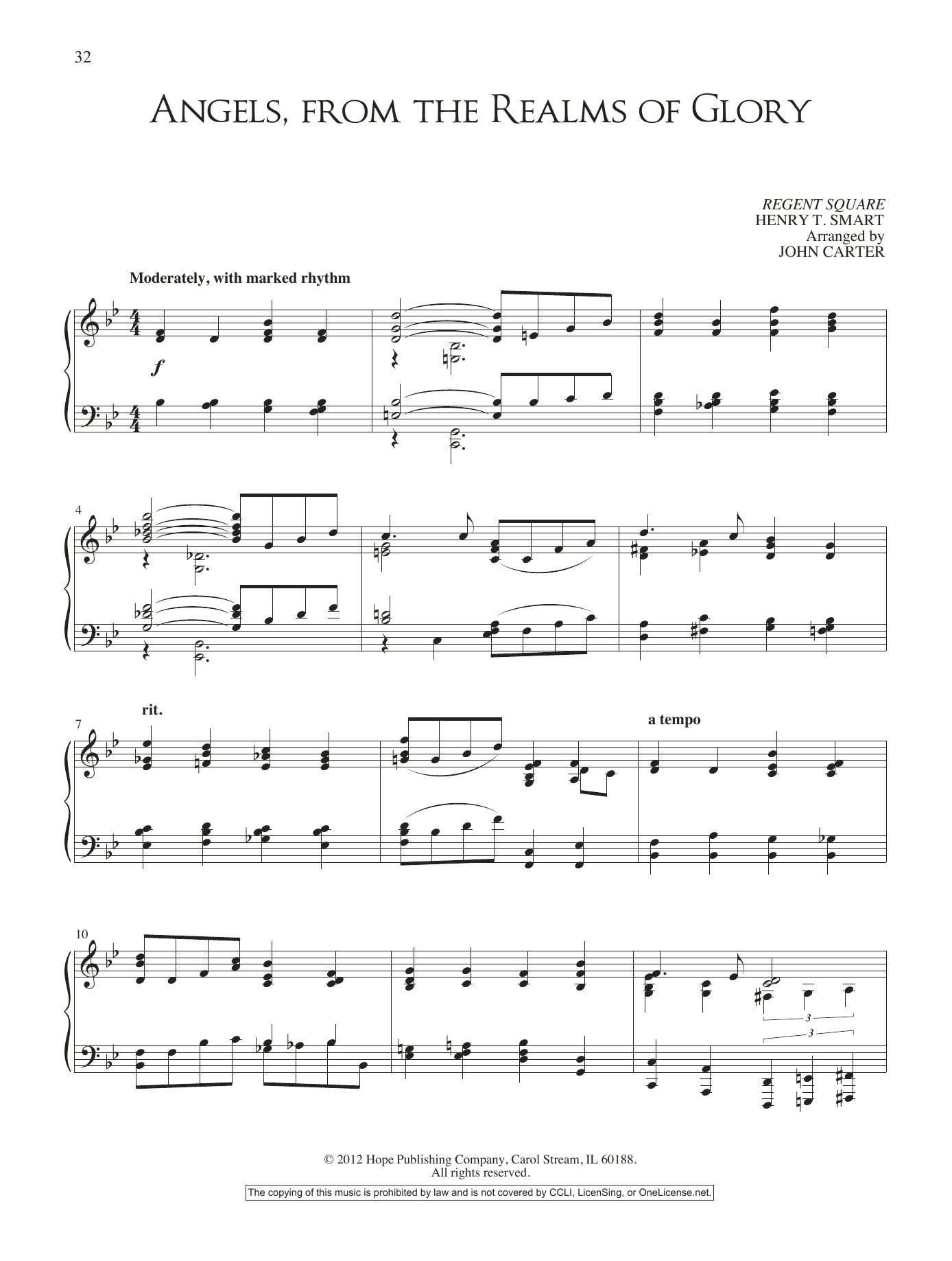John Carter Angels, From The Realms Of Glory sheet music, chords, lyrics - Printable PDF for Piano Solo