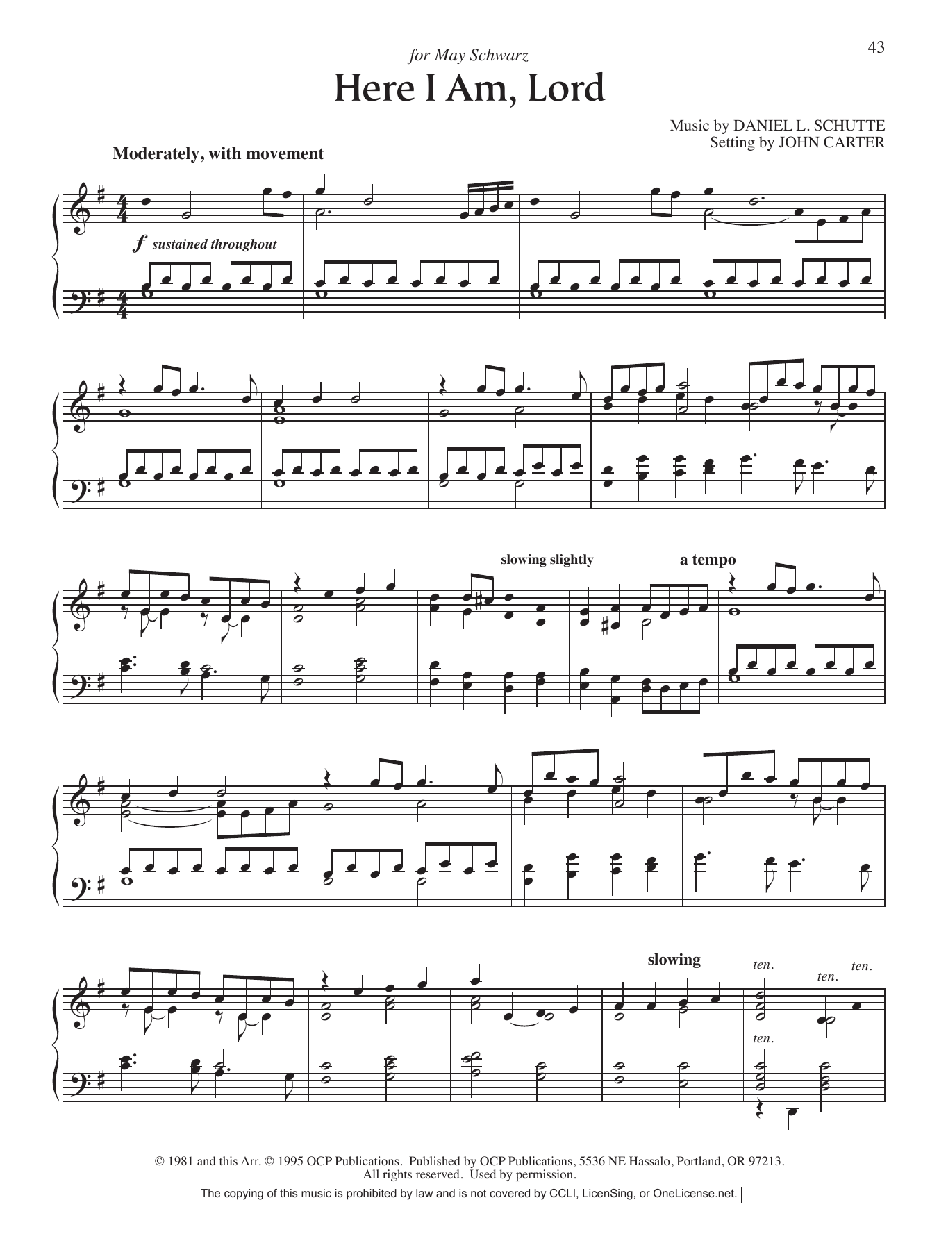 John Carter Here I Am, Lord sheet music, chords, lyrics - Printable PDF for Piano Solo
