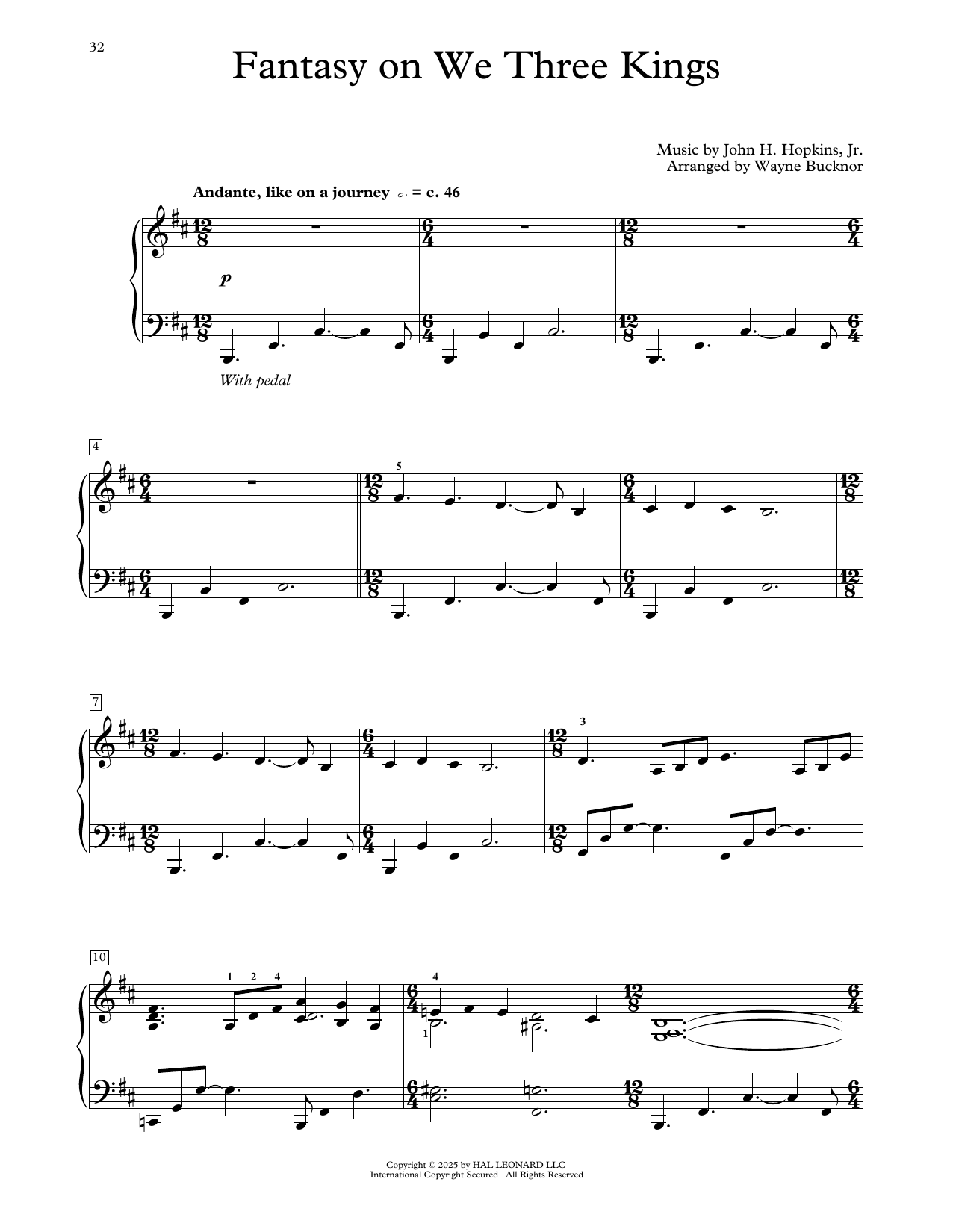 John H. Hopkins, Jr. Fantasy On We Three Kings (arr. Wayne Bucknor) sheet music, chords, lyrics - Printable PDF for Educational Piano
