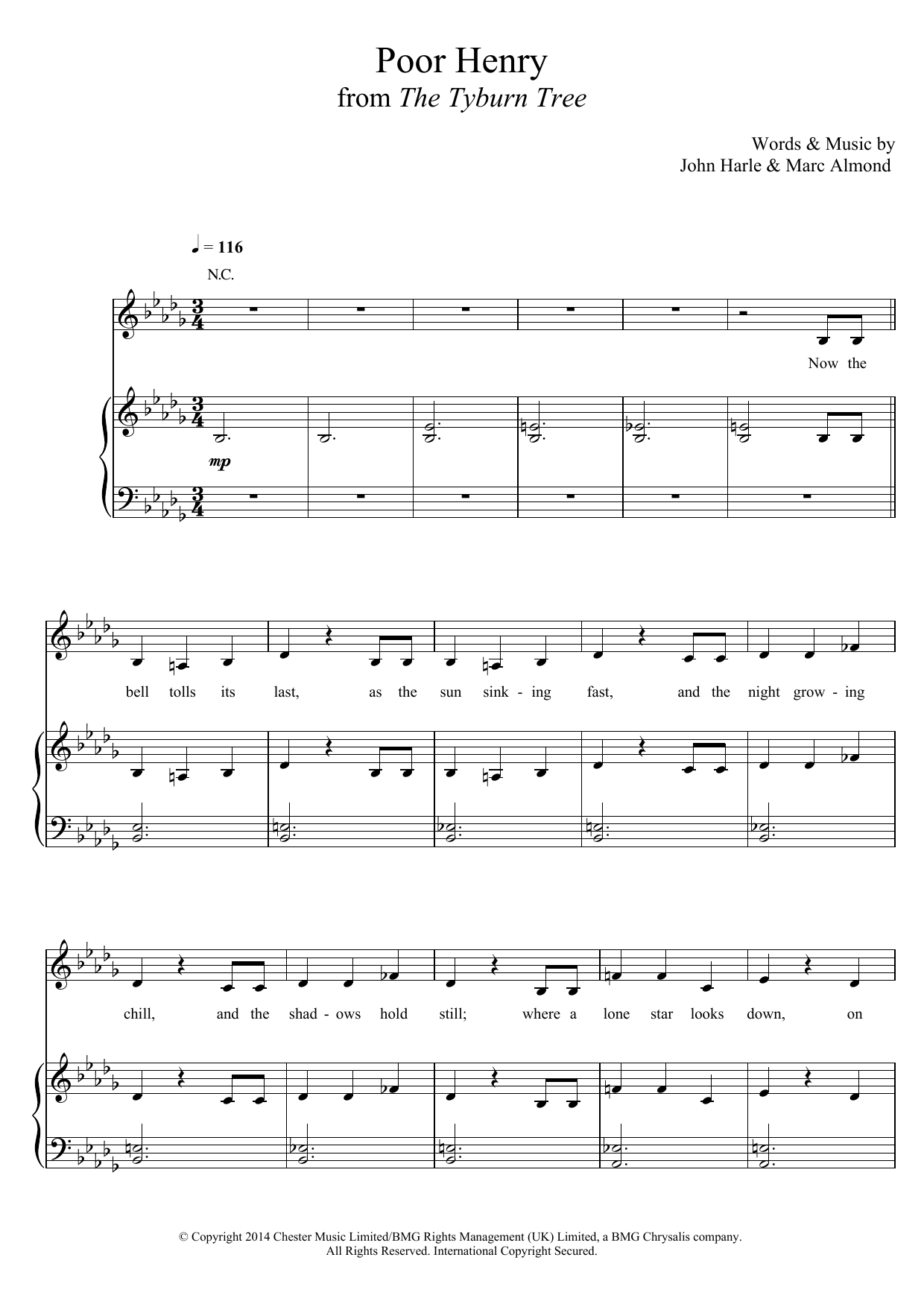 John Harle & Marc Almond Poor Henry sheet music, chords, lyrics - Printable PDF for Piano, Vocal & Guitar (Right-Hand Melody)