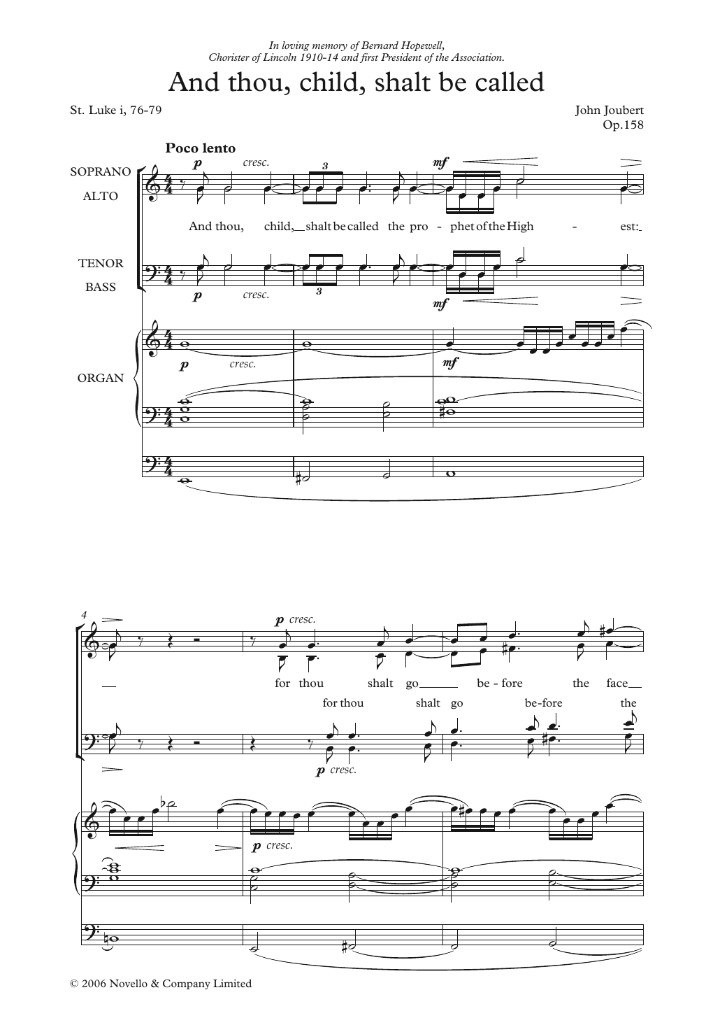 John Joubert And Thou, Child, Shalt Be Called sheet music, chords, lyrics - Printable PDF for Choir