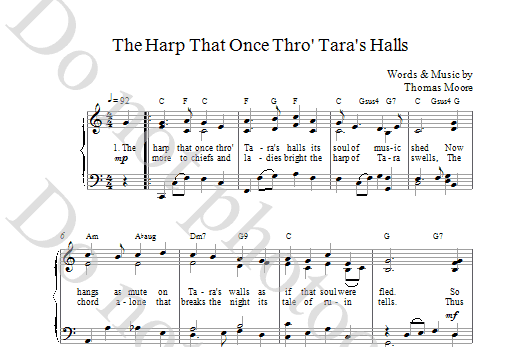 Download Thomas Moore The Harp That Once Thro Tara's Halls sheet music notes and chords for Piano, Vocal & Guitar (Right-Hand Melody) - Download Printable PDF and start playing in minutes.