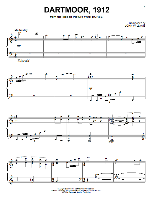 John Williams Dartmoor, 1912 sheet music, chords, lyrics - Printable PDF for Piano