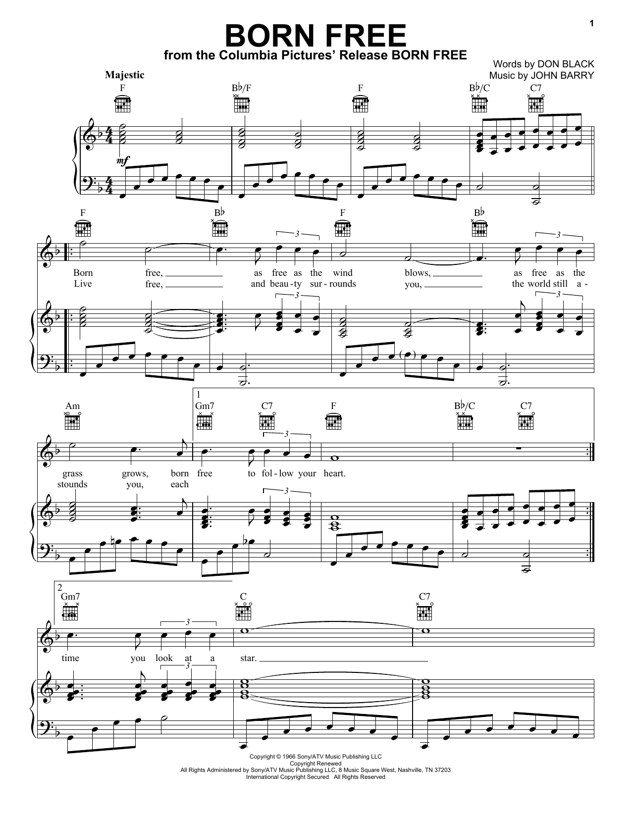 Learn to play John Barry Born Free sheet music for Piano, Vocal & Guitar (Right-Hand Melody) in minutes. John Barry Born Free sheet music notes and chords