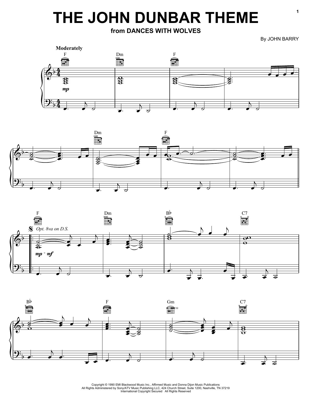 Learn to play John Barry The John Dunbar Theme (from Dances With Wolves) sheet music for Piano in minutes. John Barry The John Dunbar Theme (from Dances With Wolves) sheet music notes and chords