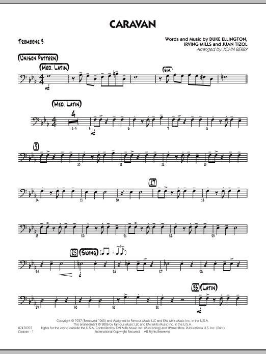 Learn to play John Berry Caravan - Trombone 3 sheet music for Jazz Ensemble in minutes. John Berry Caravan - Trombone 3 sheet music preview music notes and score for Jazz Ensemble including 2 page(s)