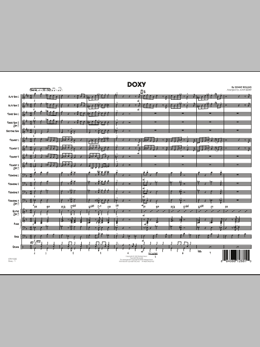 Learn to play John Berry Doxy - Full Score sheet music for Jazz Ensemble in minutes. John Berry Doxy - Full Score sheet music preview music notes and score for Jazz Ensemble including 7 page(s)