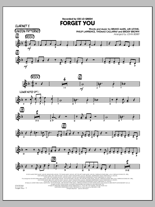 Learn to play John Berry Forget You - Bb Clarinet 2 sheet music for Jazz Ensemble in minutes. John Berry Forget You - Bb Clarinet 2 sheet music preview music notes and score for Jazz Ensemble including 2 page(s)