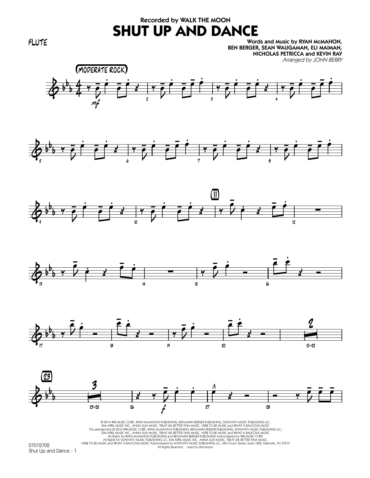 Learn to play John Berry Shut Up and Dance - Flute sheet music for Jazz Ensemble in minutes. John Berry Shut Up and Dance - Flute sheet music preview music notes and score for Jazz Ensemble including 2 page(s)