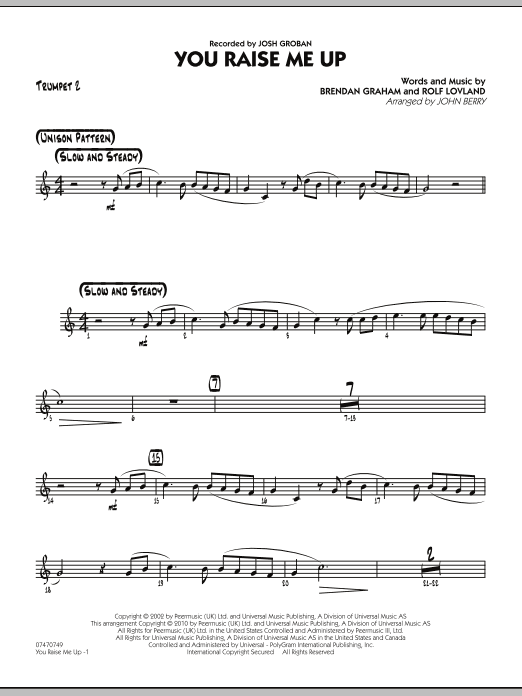 John Berry You Raise Me Up Trumpet 2 Sheet Music Download Pdf Score 292296