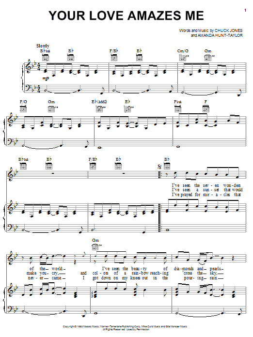 Learn to play John Berry Your Love Amazes Me sheet music for Piano, Vocal & Guitar (Right-Hand Melody) in minutes. John Berry Your Love Amazes Me sheet music preview music notes and score for Piano, Vocal & Guitar (Right-Hand Melody) including 4 page(s)
