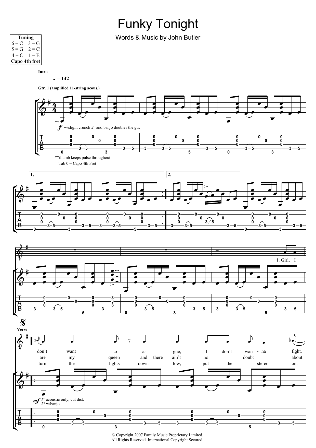 Learn to play John Butler Funky Tonight sheet music for Guitar Tab in minutes. John Butler Funky Tonight sheet music preview music notes and score for Guitar Tab including 9 page(s)