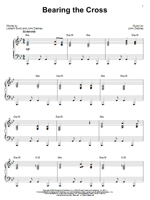Learn to play John Debney Bearing The Cross sheet music for Piano in minutes. John Debney Bearing The Cross sheet music preview music notes and score for Piano including 2 page(s)