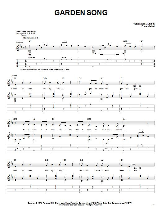Learn to play John Denver Garden Song sheet music for Easy Piano in minutes. John Denver Garden Song sheet music preview music notes and score for Easy Piano including 4 page(s)