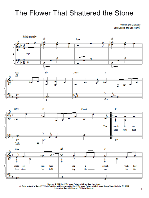 Learn to play John Denver The Flower That Shattered The Stone sheet music for Easy Piano in minutes. John Denver The Flower That Shattered The Stone sheet music preview music notes and score for Easy Piano including 4 page(s)