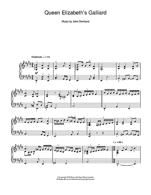Learn to play John Dowland Queen Elizabeth's Galliard sheet music for Piano in minutes. John Dowland Queen Elizabeth's Galliard sheet music notes and chords