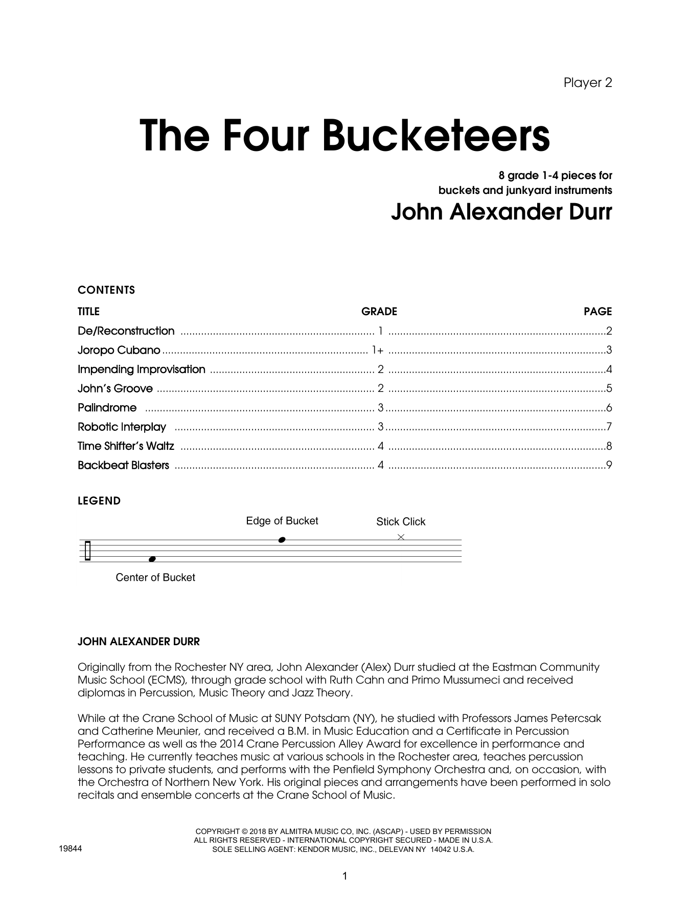 John Durr The Four Bucketeers - Percussion 2 sheet music preview music notes and score for Percussion Ensemble including 9 page(s)