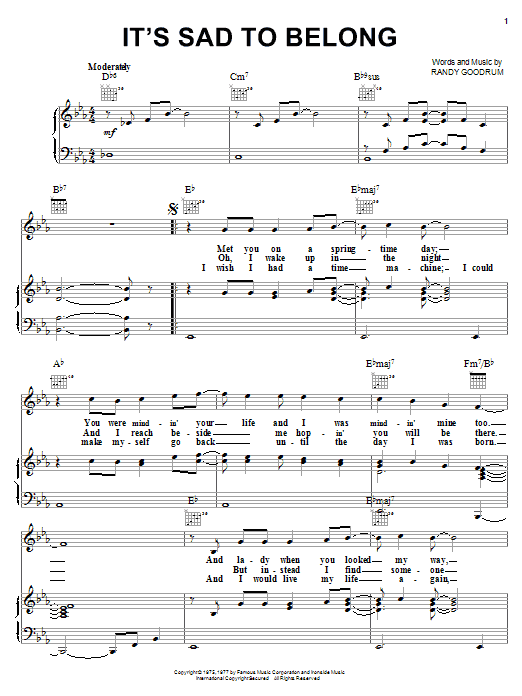 Learn to play John Ford Coley It's Sad To Belong sheet music for Piano, Vocal & Guitar (Right-Hand Melody) in minutes. John Ford Coley It's Sad To Belong sheet music notes and chords