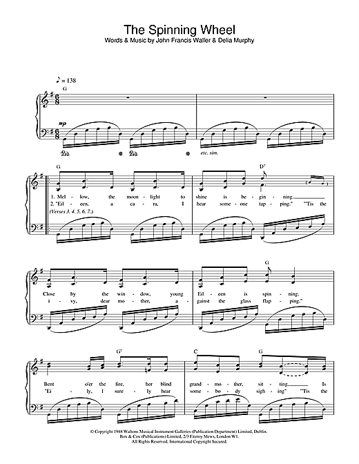 Learn to play John Francis Waller The Spinning Wheel Song sheet music for Piano, Vocal & Guitar (Right-Hand Melody) in minutes. John Francis Waller The Spinning Wheel Song sheet music notes and chords