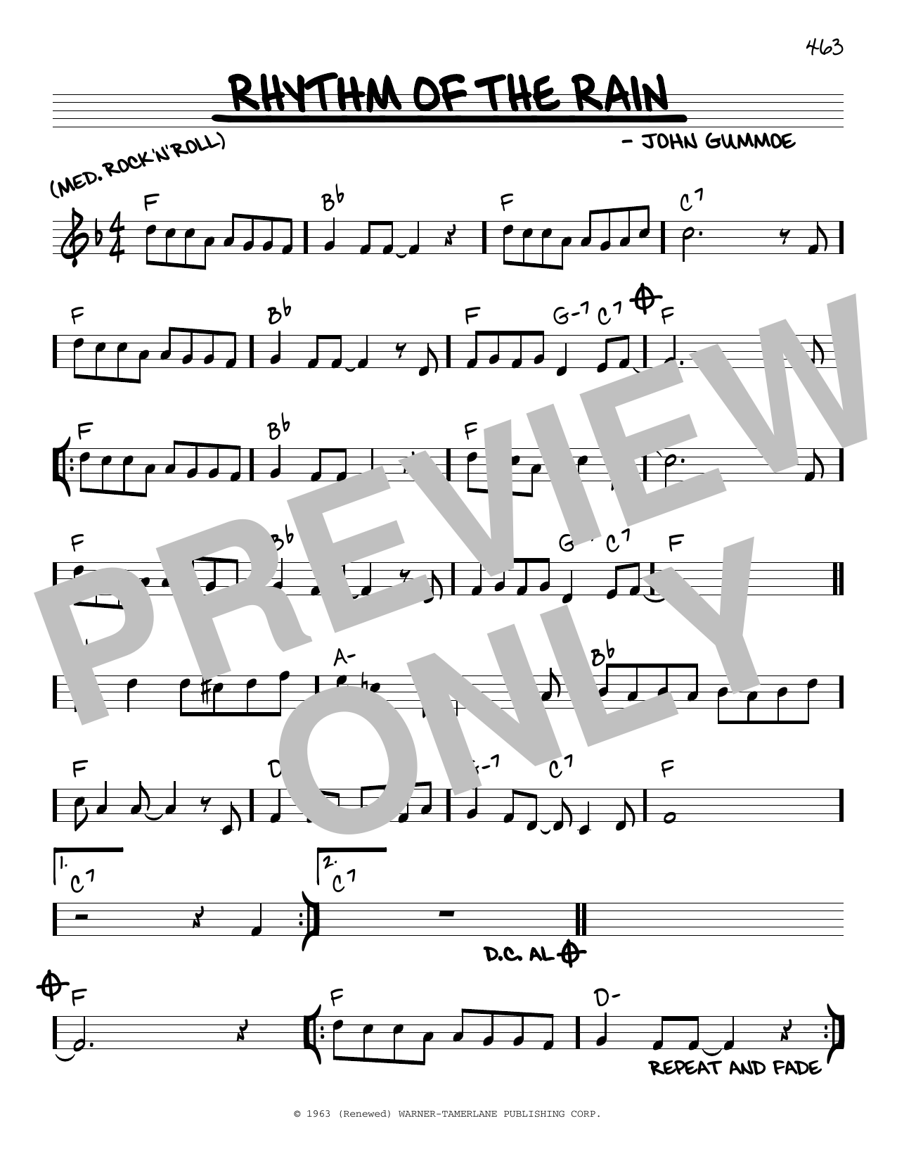 Learn to play John Gummoe Rhythm Of The Rain sheet music for Real Book – Melody & Chords in minutes. John Gummoe Rhythm Of The Rain sheet music preview music notes and score for Real Book – Melody & Chords including 1 page(s)