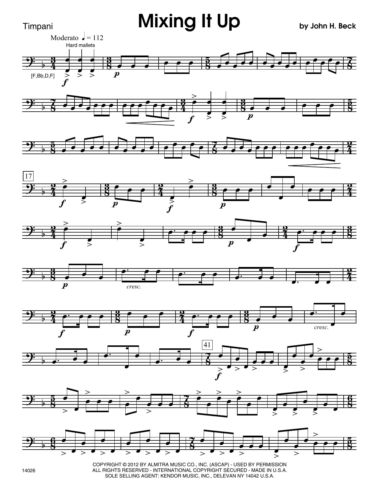 John H. Beck Mixing It Up - Percussion 2 sheet music preview music notes and score for Percussion Solo including 3 page(s)
