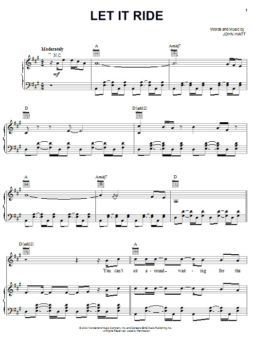 Learn to play John Hiatt Let It Ride (from The Country Bears) sheet music for Piano, Vocal & Guitar (Right-Hand Melody) in minutes. John Hiatt Let It Ride (from The Country Bears) sheet music preview music notes and score for Piano, Vocal & Guitar (Right-Hand Melody) including 8 page(s)