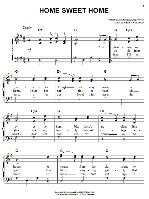 Learn to play John Howard Payne Home Sweet Home sheet music for Easy Piano in minutes. John Howard Payne Home Sweet Home sheet music preview music notes and score for Easy Piano including 2 page(s)