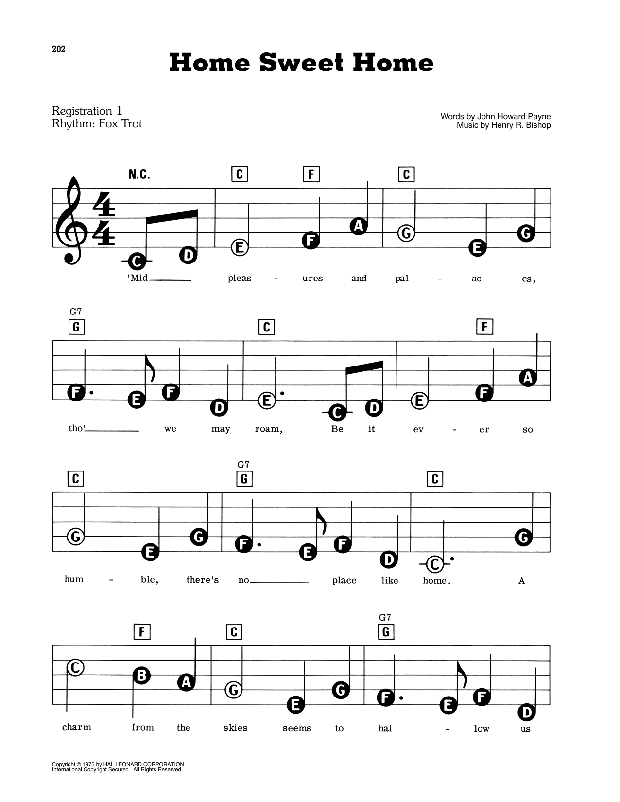 Learn to play John Howard Payne and Henry R. Bishop Home Sweet Home sheet music for E-Z Play Today in minutes. John Howard Payne and Henry R. Bishop Home Sweet Home sheet music preview music notes and score for E-Z Play Today including 2 page(s)