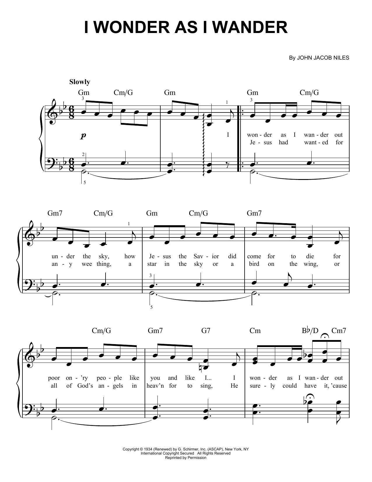 Learn to play John Jacob Niles I Wonder As I Wander sheet music for Piano in minutes. John Jacob Niles I Wonder As I Wander sheet music preview music notes and score for Piano including 3 page(s)