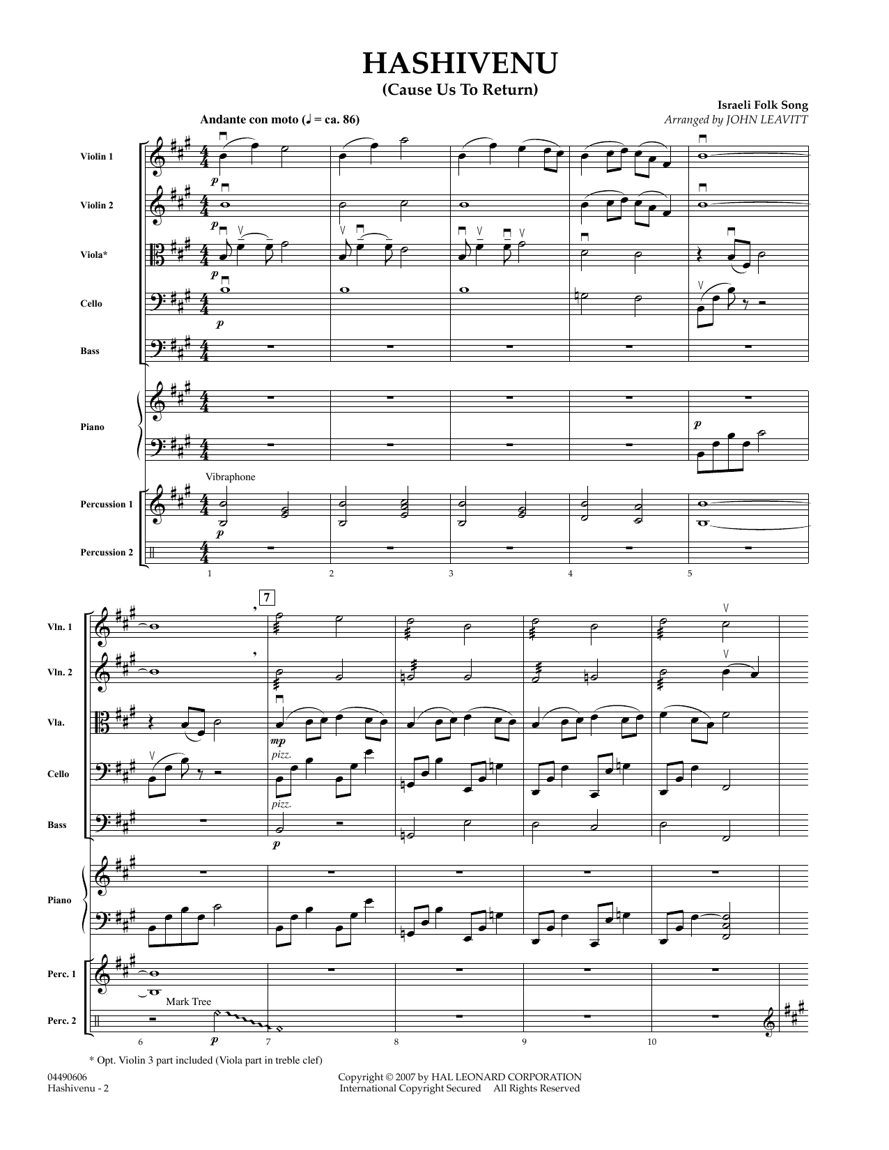 Learn to play John Leavitt Hashivenu (Cause Us to Return) - Full Score sheet music for Orchestra in minutes. John Leavitt Hashivenu (Cause Us to Return) - Full Score sheet music preview music notes and score for Orchestra including 6 page(s)