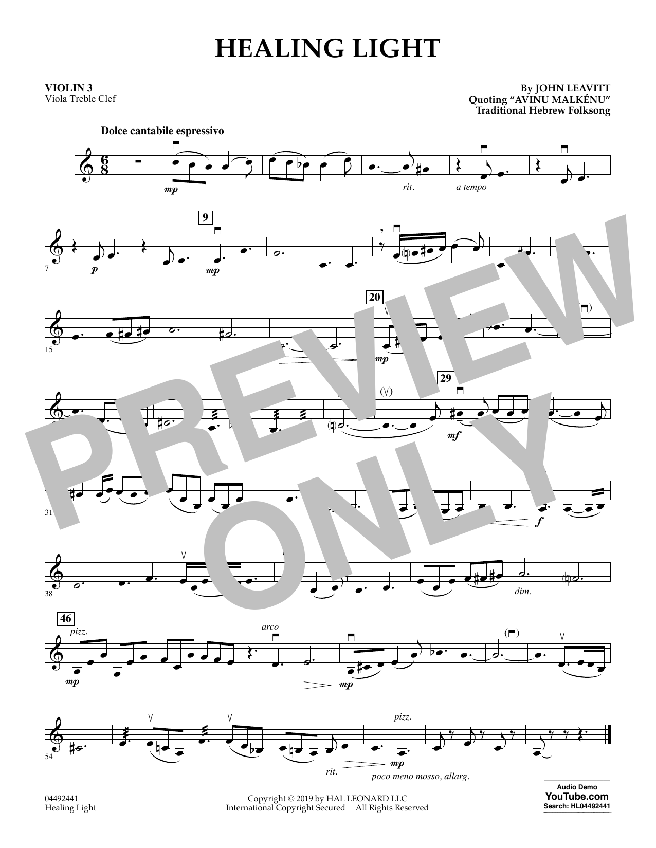 Learn to play John Leavitt Healing Light - Violin 3 (Viola Treble Clef) sheet music for Orchestra in minutes. John Leavitt Healing Light - Violin 3 (Viola Treble Clef) sheet music preview music notes and score for Orchestra including 1 page(s)