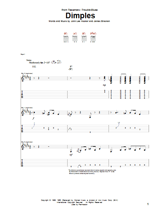Learn to play John Lee Hooker Dimples sheet music for Piano, Vocal & Guitar (Right-Hand Melody) in minutes. John Lee Hooker Dimples sheet music notes and chords