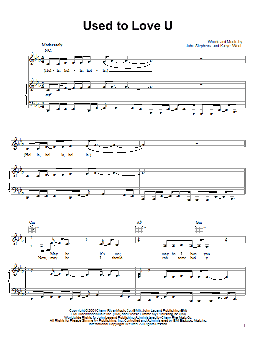 Learn to play John Legend Used To Love U sheet music for Piano, Vocal & Guitar (Right-Hand Melody) in minutes. John Legend Used To Love U sheet music notes and chords