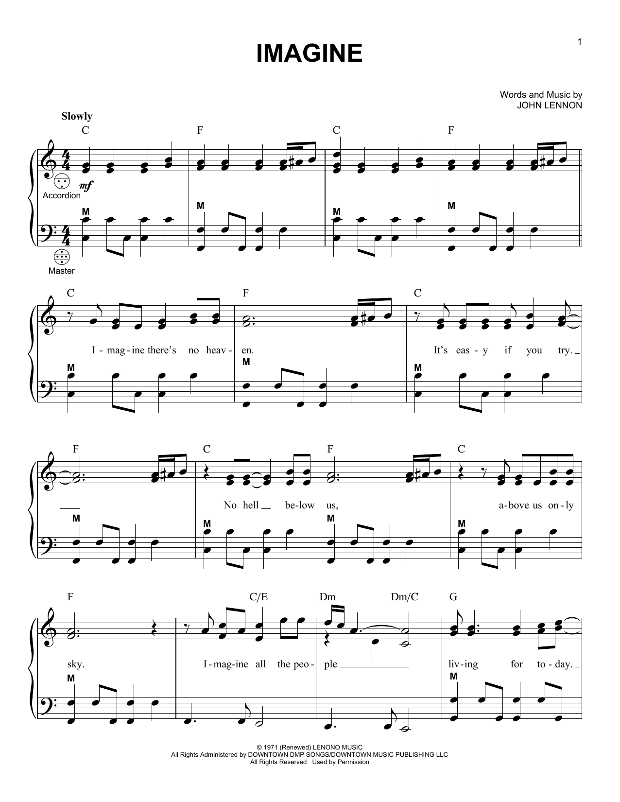 Learn to play John Lennon Imagine sheet music for Easy Piano in minutes. John Lennon Imagine sheet music preview music notes and score for Easy Piano including 3 page(s)
