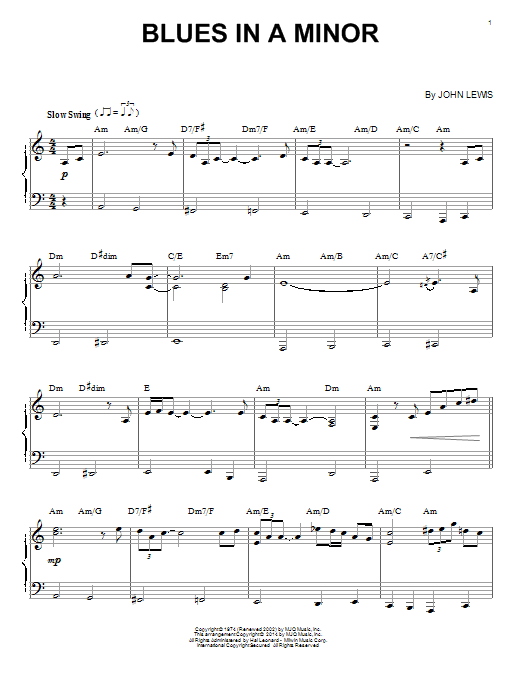 Learn to play John Lewis Blues In A Minor sheet music for Piano in minutes. John Lewis Blues In A Minor sheet music notes and chords