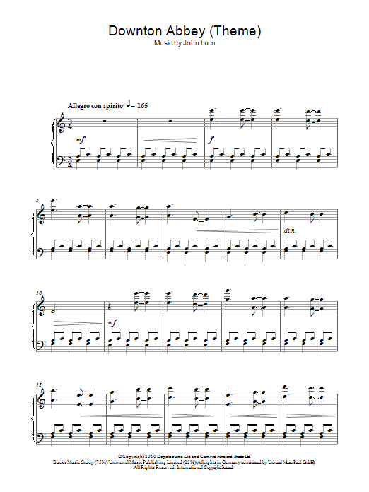 Learn to play John Lunn Downton Abbey (Theme) sheet music for Piano in minutes. John Lunn Downton Abbey (Theme) sheet music preview music notes and score for Piano including 11 page(s)